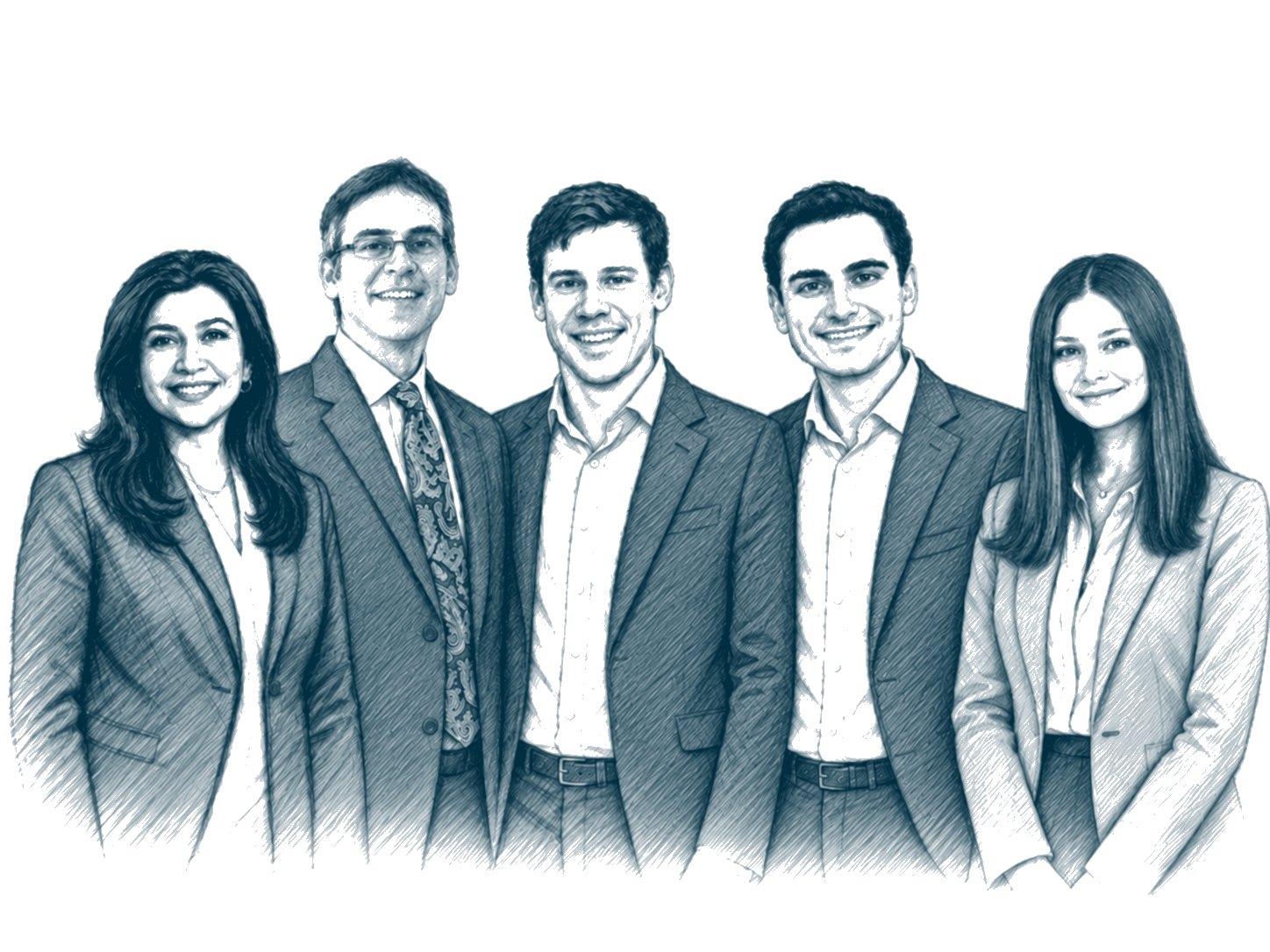 Pencil sketch portrait of the Augment Ventures team